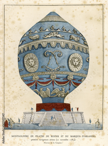 Montgolfier Ist Manned. Date: 21 November 1783 photo