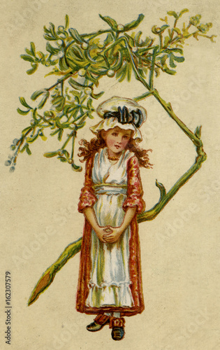 Girl - Mistletoe. Date: circa 1880