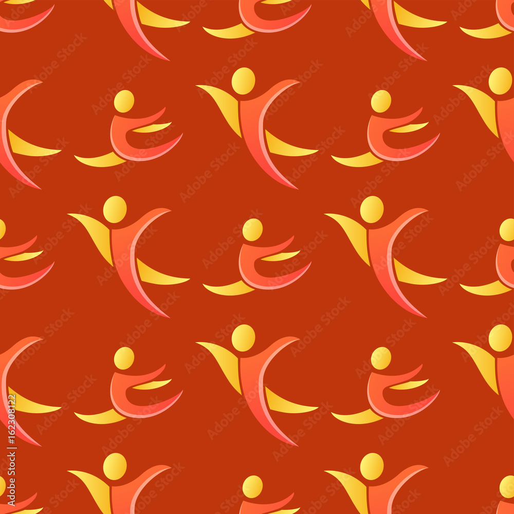 Obraz premium Silhouette abstract people performance character seamless pattern human figure pose vector illustration.