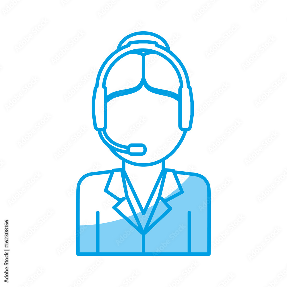 woman with headset icon over white background customer service vector illustration