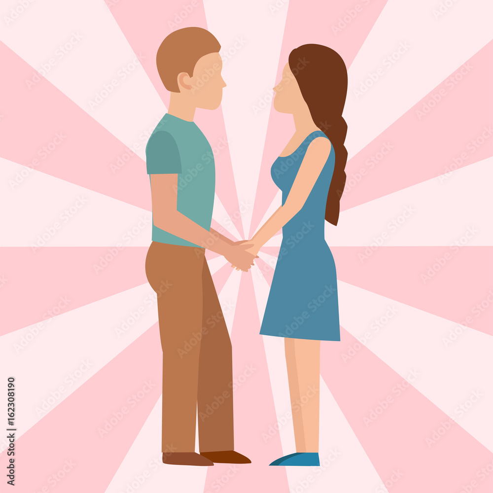 People happy love couple cartoon relationship characters lifestyle vector illustration relaxed friends.