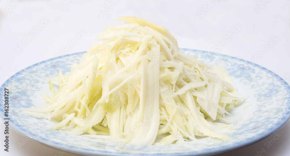 mango Shredded close up white background mango Shredded close up white background