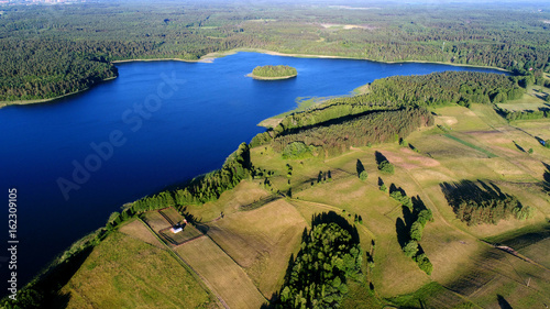 Aerial view of the lake's in Masuria District, Poland