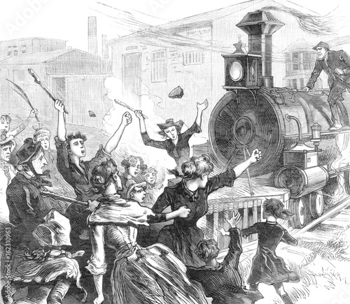 Strikers Stop Train. Date: 1886