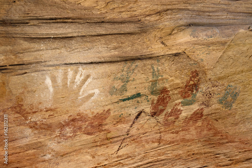 Handprint pictograph at Monarch Cave Ruin, Utah photo