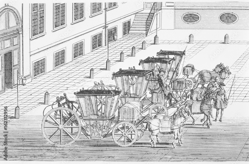 London Carriages - circa 18. Date: early 18th century