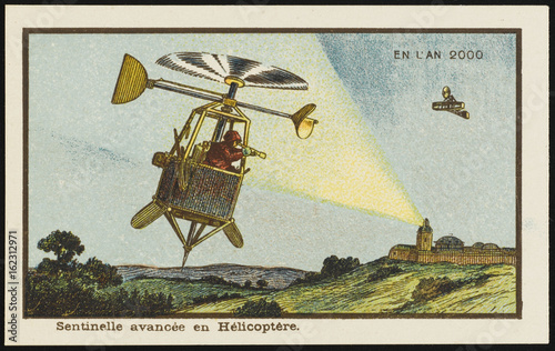 Futuristic helicopter sentinel. Date: 1899 photo