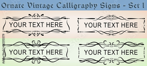 Ornate Vintage Calligraphy Signs - Set 1