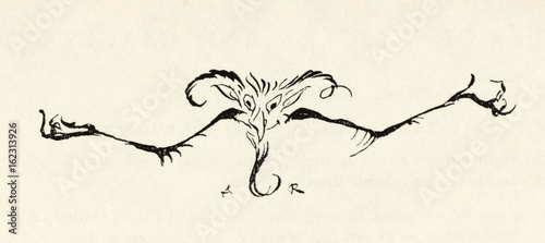 Drawing of a demon. Date: 19th century photo