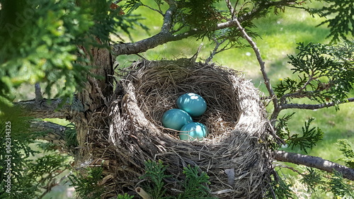 Robin egg nest blue photo