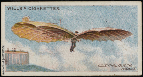 Tableau sur toile Lilienthal in Flight. Date: circa 1894