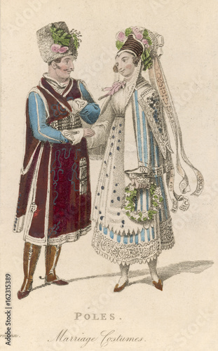 Polish Bride - Groom. Date: circa 1820