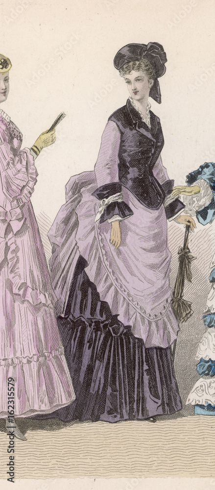 Lilac - Black Dress 1870. Date: 1870 Lilac - Black Dress 1870. Date: 1870