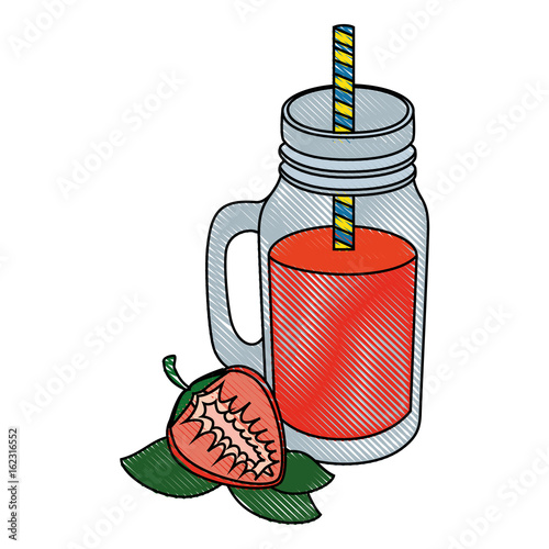 strawberry juice icon over white background colorful design vector illustration