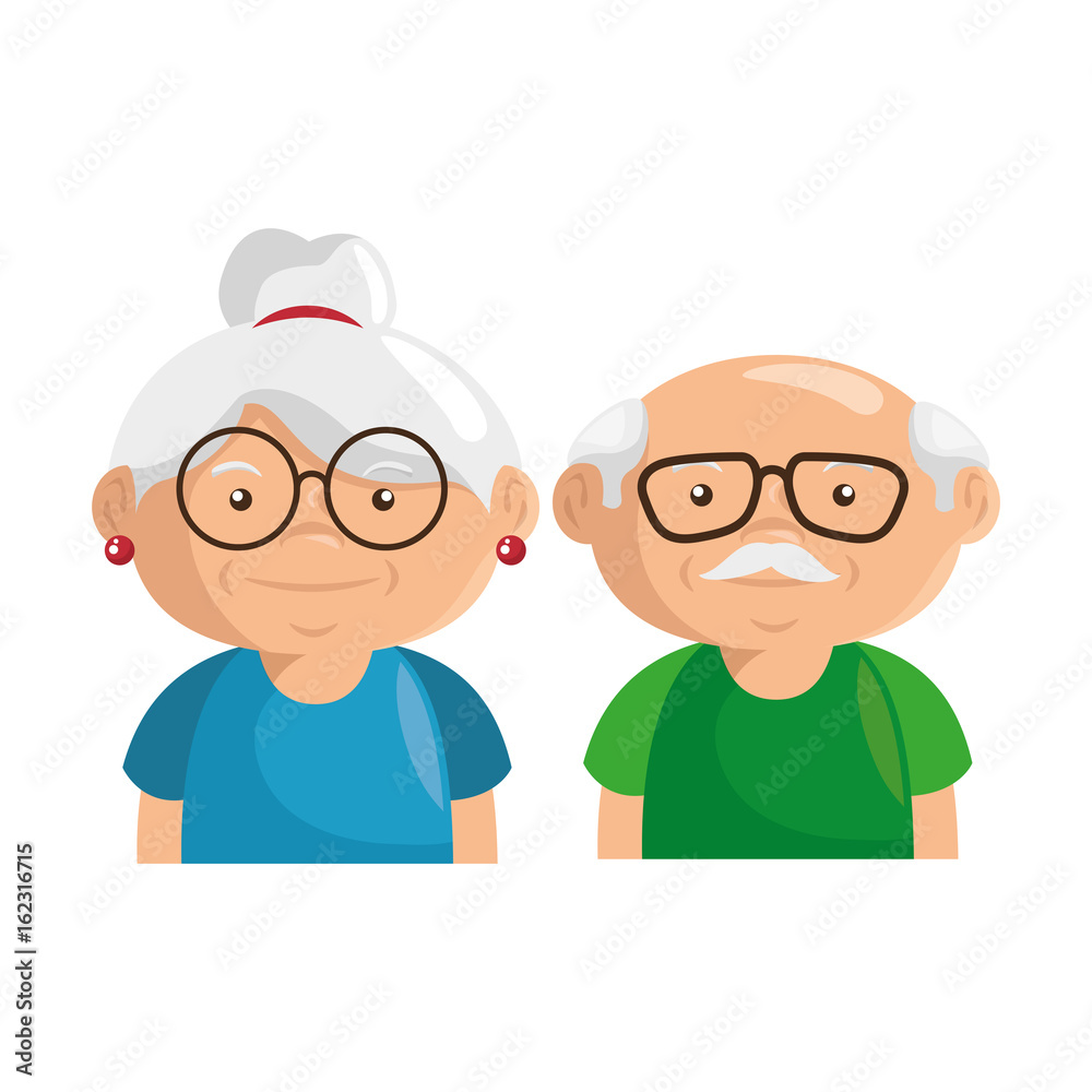couple of grandparents icon over white background colorful design vector illustration