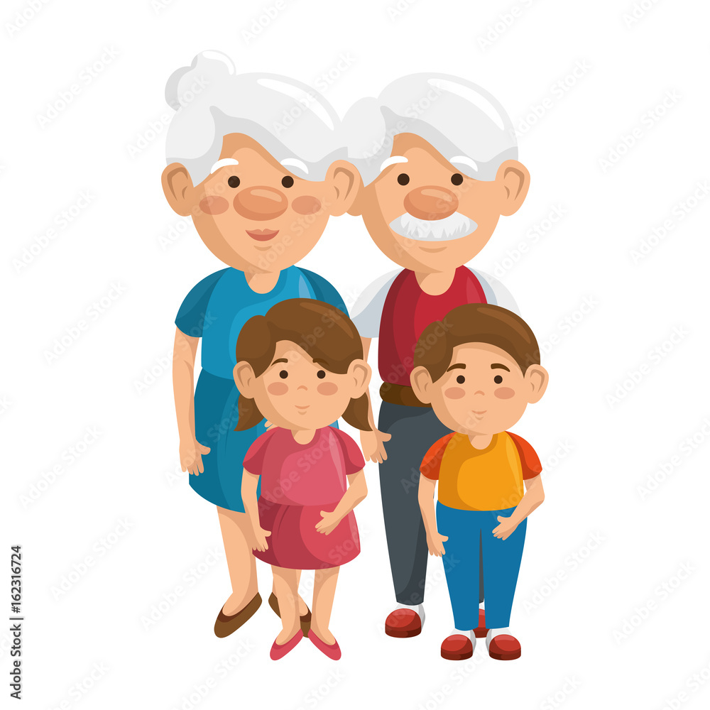 couple of grandparents and kids icon over white background colorful design vector illustration couple of grandparents and kids icon over white background colorful design vector illustration