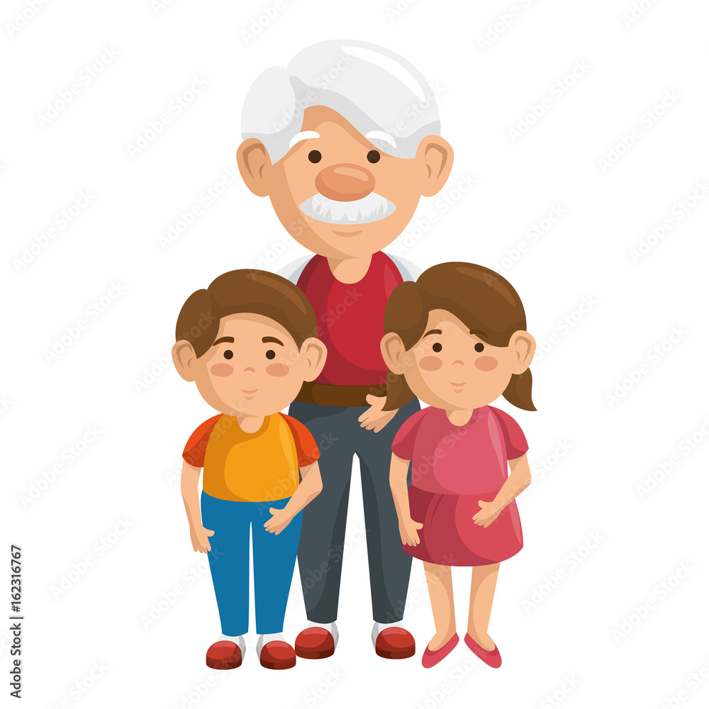 grandfather and kids icon over white background colorful design vector illustration grandfather and kids icon over white background colorful design vector illustration