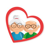 heart with couple of grandparents  icon over white background colorful design vector illustration