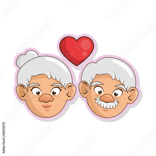 heart with couple of grandparents icon over white background colorful design vector illustration