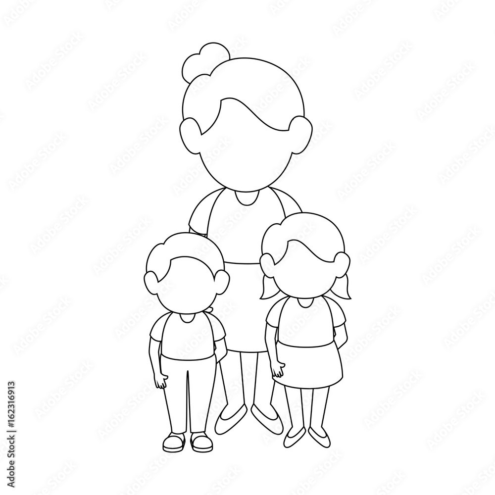 mother with her kids icon over white background vector illustration mother with her kids icon over white background vector illustration