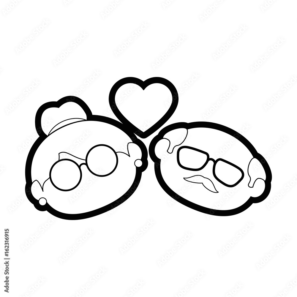 couple of grandparents icon over white background vector illustration