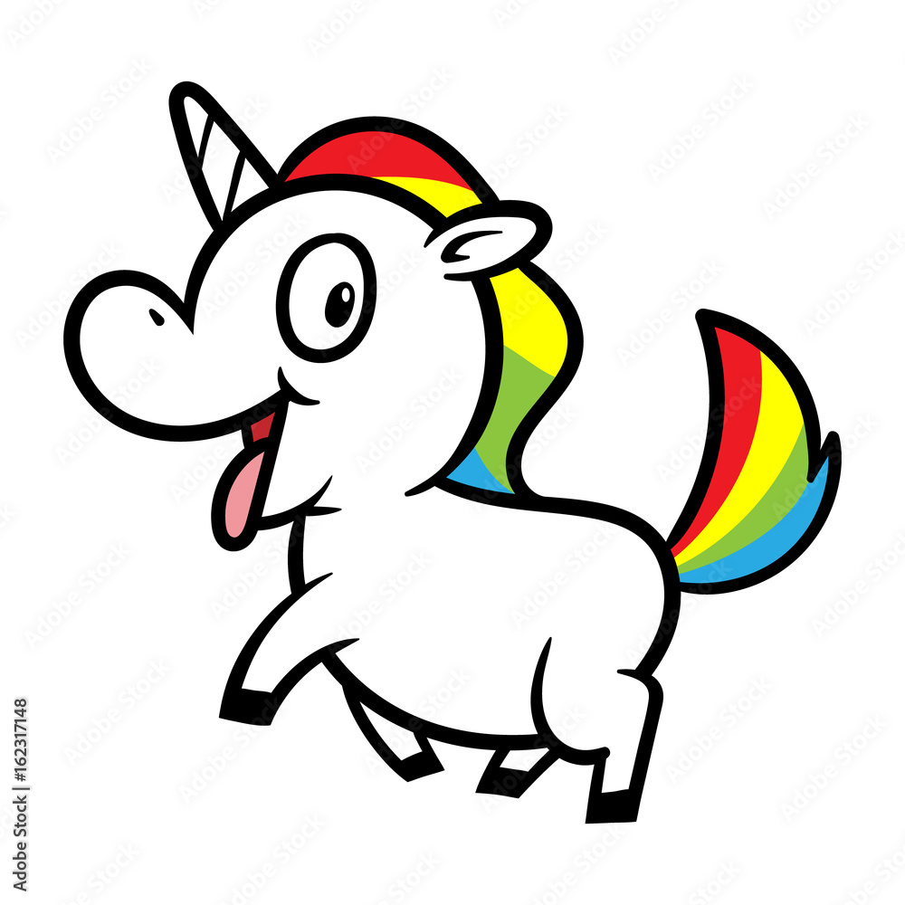 Cute Excited Cartoon Unicorn Vector Illustration Stock Vector | Adobe Stock