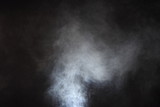 White Smoke and Fog on Black Background, Abstract Smoke Clouds