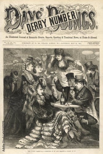 People enjoying a party after the Derby. Date: 1871