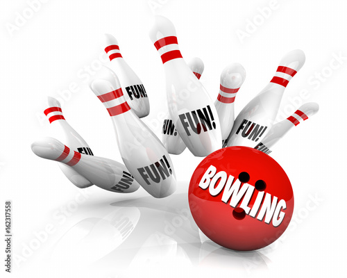 Bowling Ball Strikes Pins Fun Game Playing 3d Illustration