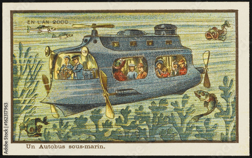 Futuristic underwater bus. Date: 1899
