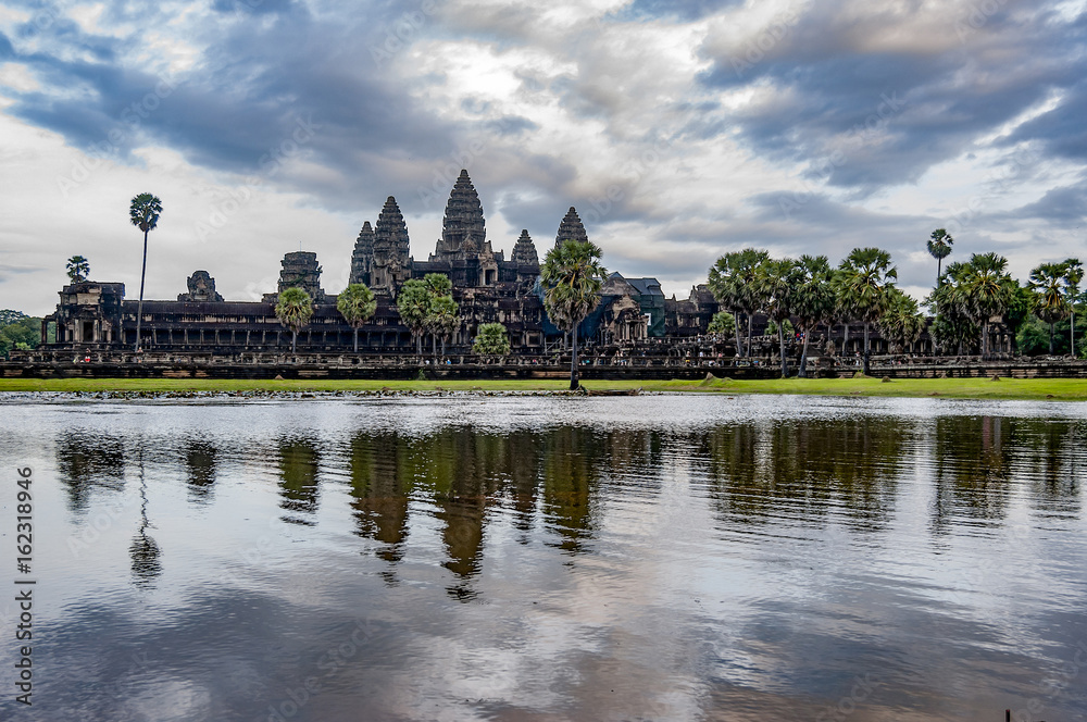 Cambodian landmark Angkor Wat with reflection. Siem Reap, Cambodia Cambodian landmark Angkor Wat with reflection. Siem Reap, Cambodia
