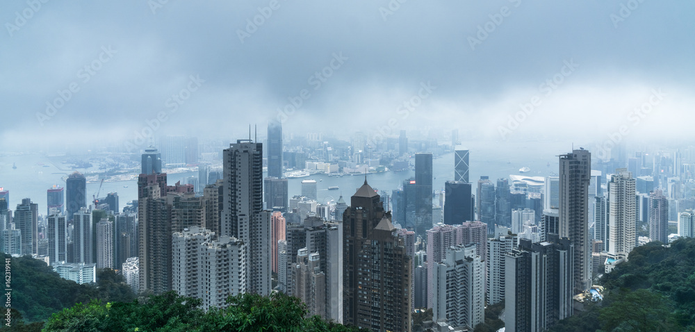 Naklejka premium aerial view of Hong Kong apartment block in China.