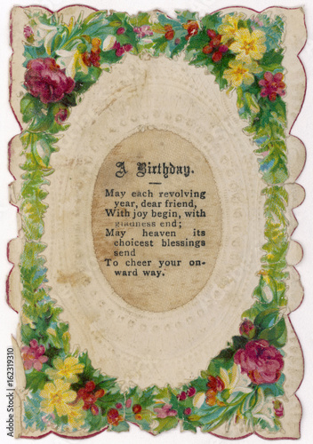 Victorian Birthday Card. Date: circa 1850
