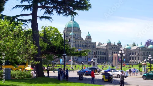 4K Victoria BC Capital City Provincial Government Legislature Building in Summer
