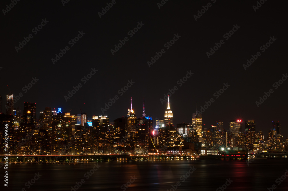 Manhattan skyline at Night Lights, New York City