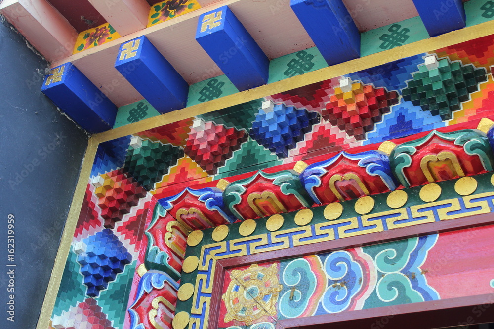 Obraz premium Colorful Monastic Decor in an Amdo Tibetan Temple in Qinghai China Asia