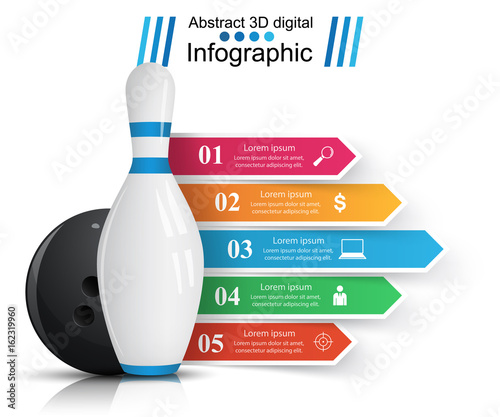 Bowling and bowling ball. Business infographics.