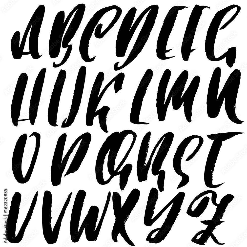 Hand drawn elegant calligraphy font. Modern brush lettering. Grunge style alphabet. Vector illustration. Hand drawn elegant calligraphy font. Modern brush lettering. Grunge style alphabet. Vector illustration.