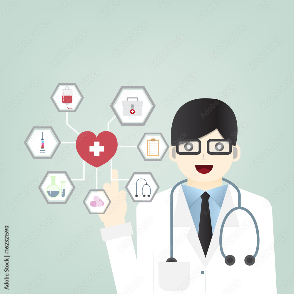 Medical background with close up of doctor with stethoscope. Vector illustration Medical background with close up of doctor with stethoscope. Vector illustration