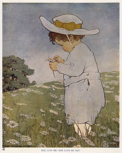 Foto Boy in Daisy Meadow - 1940. Date: 1940s