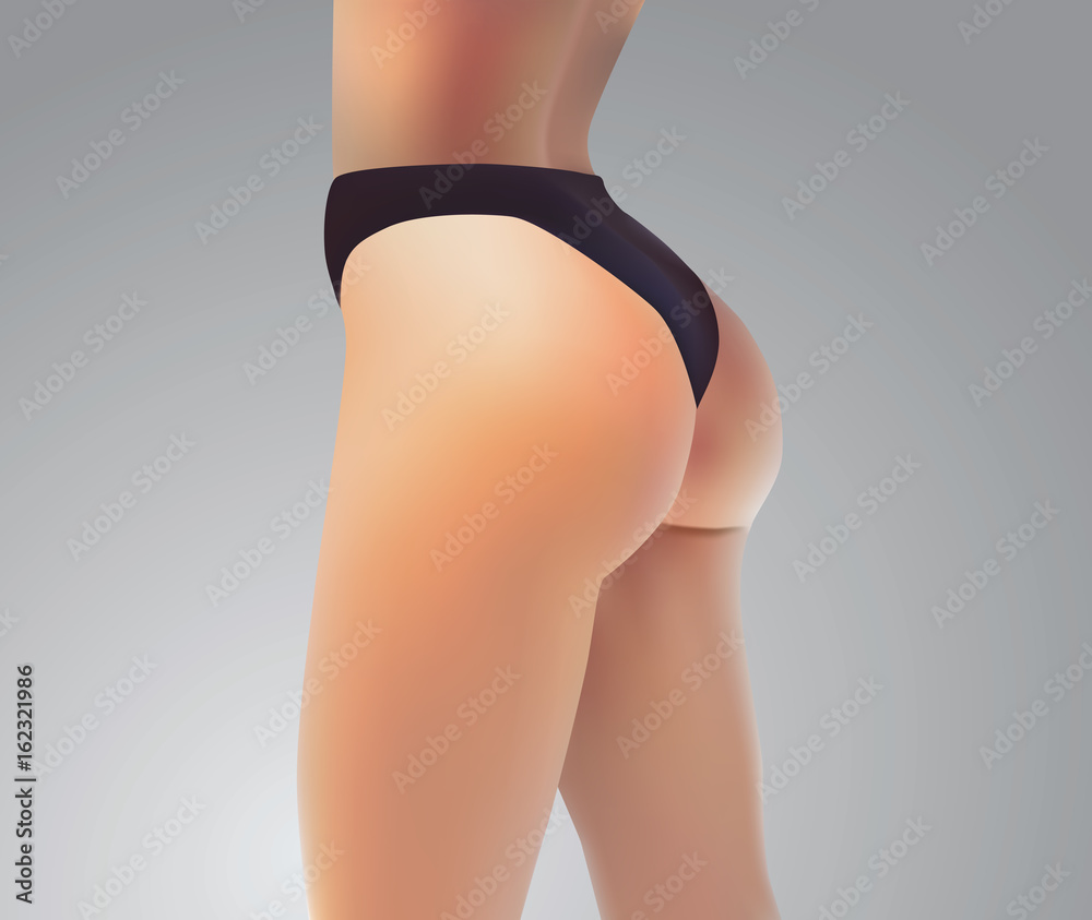 Sexy woman ass, perfect booty in black underwear, vector eps10 illustration  Stock-Vektorgrafik | Adobe Stock