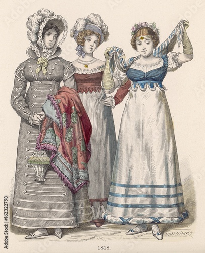 Obraz na plátně 1818 Women's Costume. Date: 1818