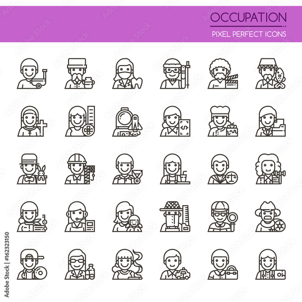 Occupation Elements , Thin Line and Pixel Perfect Icons.