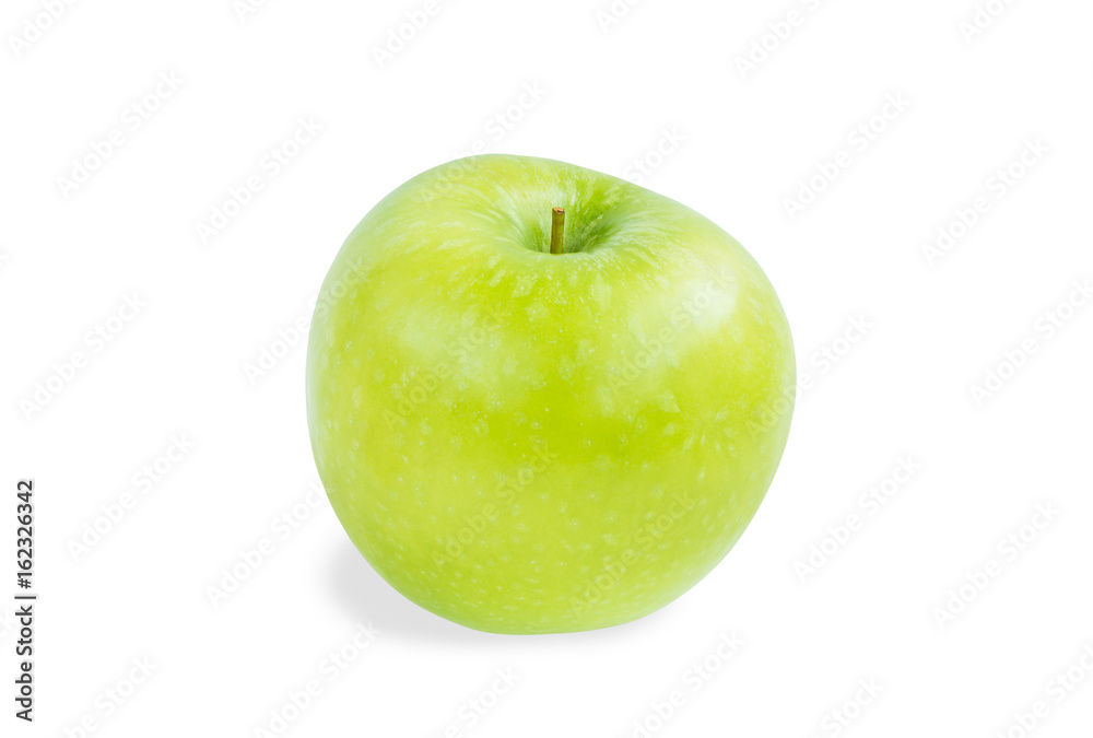 Fresh green apple isolated on white background (clipping path included, separated from the shadow)