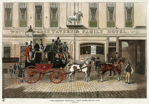 Φωτογραφία Stagecoach at White Horse 1835. Date: circa 1835
