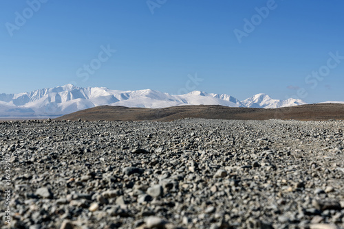 road gravel mountain steppe snow