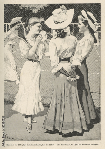 Girls at Tennis Court. Date: 1908