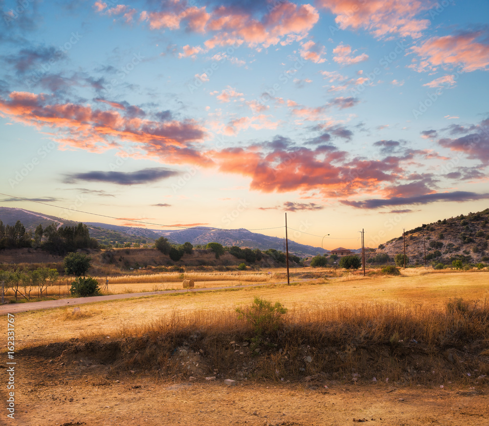 Sunset at cyprus autumn fields Sunset at cyprus autumn fields