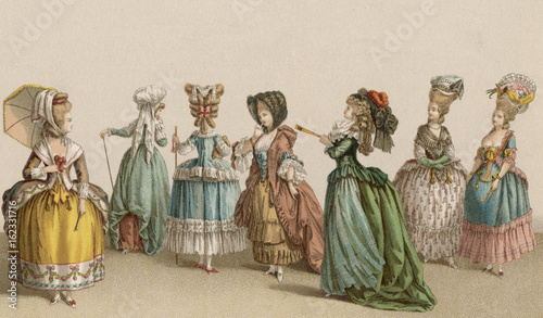 Tablou canvas French Women 1780. Date: circa 1780