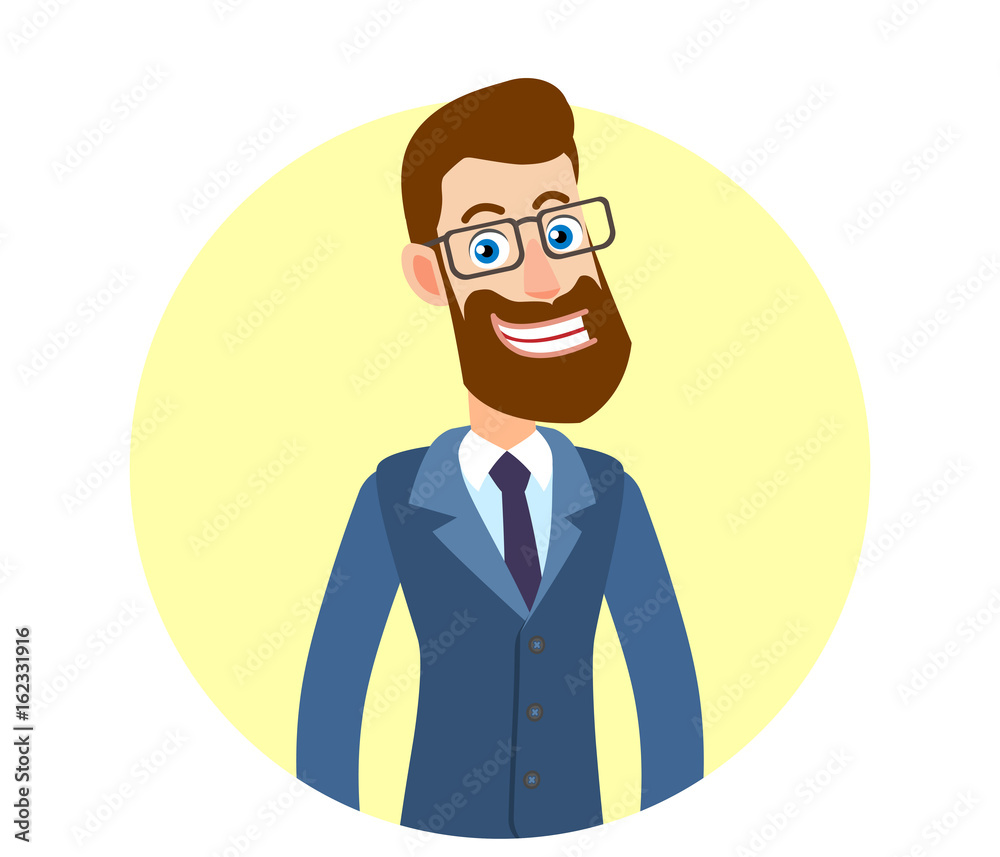 Portrait of Cartoon Hipster Businessman Character